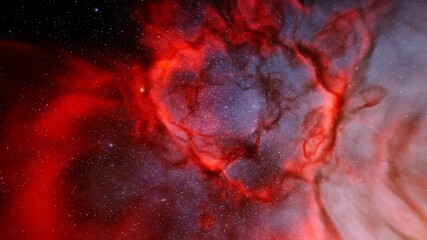 Canvas Print - red-violet nebula in outer space, horsehead nebula, unusual colorful nebula in a distant galaxy, red nebula 3d render