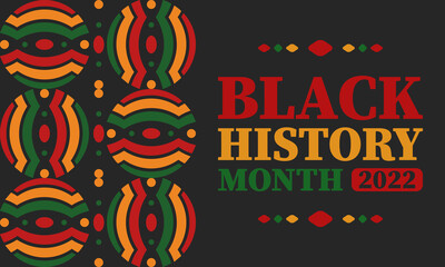 Black History Month in February. African American Culture and History. Celebrated annual in United States and Canada. In October in Great Britain. Vector poster, tradition ornament illustration