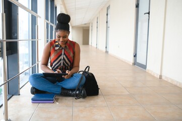 Wall Mural - portrait of happy female african american college student