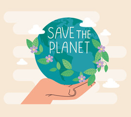 Wall Mural - label of save the planet