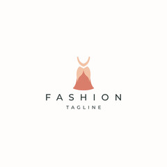 Female fashion dress logo icon design template flat vector