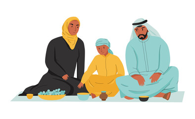 Sticker - Arab Family Illustration