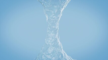 Wall Mural - Transparent liquid pouring slow motion animation. Crystal clear water flowing on blue abstract background