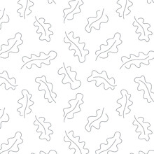 Decorative Background With Oak Plant Parts, Seamless Pattern.