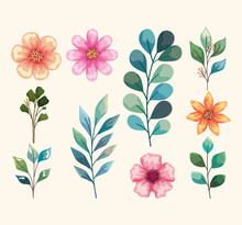 Ten Watercolor Nature Icons