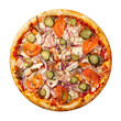 © Роман Самсонов - Meat pizza isolated on a white background top view.