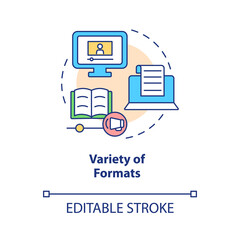 Wall Mural - variety of formats concept icon. elearning platforms features abstract idea thin line illustration. 