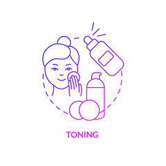 Poster - Toning purple gradient concept icon. Everyday procedure. Skincare routine step abstract idea thin line illustration. Isolated outline drawing. Roboto-Medium, Myriad Pro-Bold fonts used