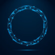 © Віталій Баріда - Abstract low poly blue circular frame with glowing elements. Round shape with shinning connecting dots and lines. Vector illustration on dark blue background.