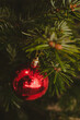 Leinwandbild Motiv red christmas  ball tree decoration