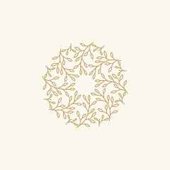 Poster - leaf circle luxury and elegant logo design template