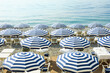 Beach and umbrellas on the Cote d'Azur in Nice