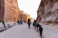 Travel Among Rocks And Sand To Ancient City Petra In Jordan, 