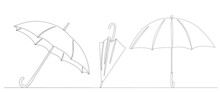 Umbrellas Sketch One Line Drawing,vector