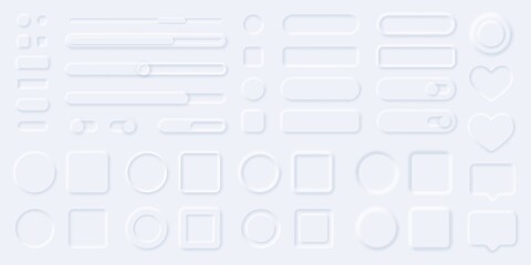 Wall Mural - neumorphism style ui elements, buttons, progress bars, sliders, panels. neumorphic user interface de