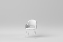 White Modern Chair On White Background. Minimal Concept. 3D Render.