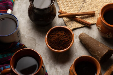 Wall Mural - Mexican pot coffee with cinnamon and piloncillo