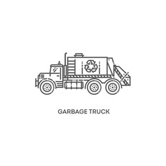 Wall Mural - Garbage truck. Vector flat symbol