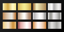 Silver, Platinum, Bronze, Pink Gold Vector Metallic Gradients.