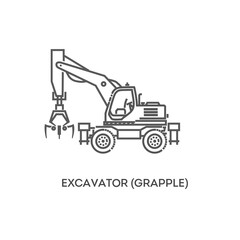 Wall Mural - Excavator grapple. Industrial transport. Industrial machinery icon. Vector symbol