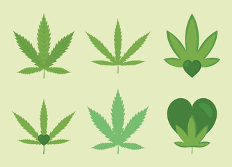 Poster - cannabis leaves set