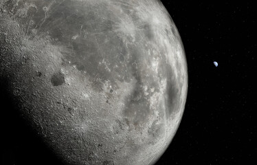 Wall Mural - moon and earth in dark space