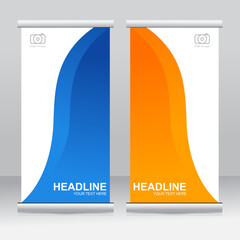 Wall Mural - Roll up banner stand template design. Vertical banner template. Universal stand for conference, seminar, exhibitions, promo banner vector background. Modern publication x-banner and flag-banner.