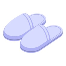 White Slippers Icon Isometric Vector. House Shoe. Cute Warm