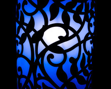 Closeup Of Blue Tinted Lantern At Night, Silhouette