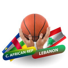 Basketball competition match, national teams central african republic vs lebanon