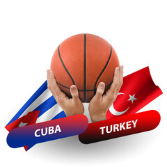 Basketball competition match, national teams cuba vs turkey