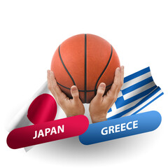 Basketball competition match, national teams japan vs greece