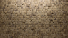Semigloss Tiles Arranged To Create A Natural Stone Wall. Textured, Square Background Formed From 3D Blocks. 3D Render