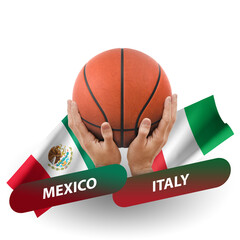 Basketball competition match, national teams mexico vs italy