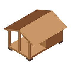 Sticker - Dog cottage icon isometric vector. Puppy house. Wooden home