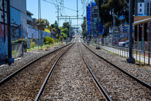 Railroad Tracks At Brunswick Train Station In The City Of Melbourne, Australia
