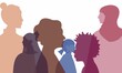 Silhouette profile group of men and women of diverse culture. Diversity multi-ethnic and multiracial