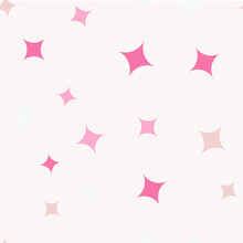 Seamless Pattern With Stars. Abstract Geometric Pattern With Pink Stars. Random, Chaotic Pastel Background With Cute Sequins.