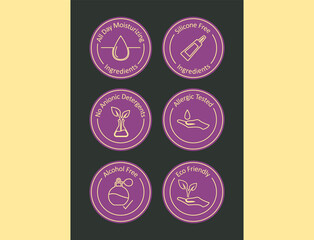 Sticker - all-day moisturizing, silicone-free, no anionic detergents, allergic tested, alcohol-free, eco-friendly premium icon set vector