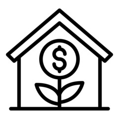 Wall Mural - House charity icon outline vector. Heart help. Finance investor
