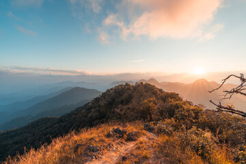 landscape mountain scenery in the evening