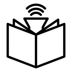 Sticker - Play audio book icon outline vector. Digital book. School media