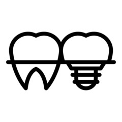 Wall Mural - Tooth implant icon outline vector. Oral care. Dent braces