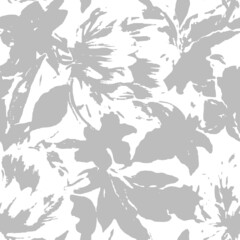 Wall Mural - collage contemporary grey floral and line, linear shapes seamless pattern set. modern exotic design 