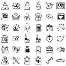 Wedding Icons. Line With Fill Design. Vector Illustration.