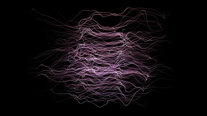 Wall Mural - Abstract Strings Waving Fx Background Loop/ 4k animation of an abstract technology visual fx background with depth of field and colored strings and lines waving smoothly and seamless looping