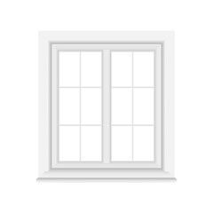 Window icon in flat style. Casement vector illustration on isolated background. Interior frame sign business concept.