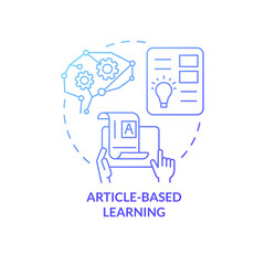 Article based learning blue gradient concept icon. Information and content abstract idea thin line illustration. Isolated outline drawing. Editable stroke. Roboto-Medium, Myriad Pro-Bold fonts used