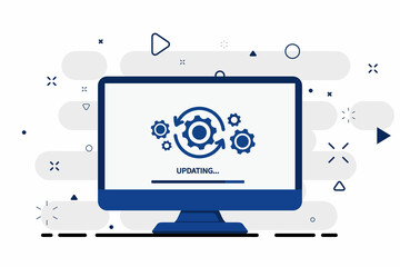 Leinwandbilder - Loading process in computer screen. System software update, data upgrade or synchronize with progress bar. Loading process in monitor screen. Illustration for websites, landing pages, app, banners
