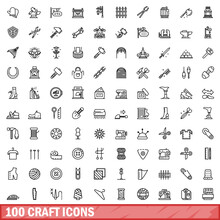 100 Craft Icons Set, Outline Style